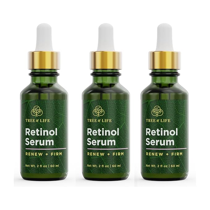 Tree of Life Beauty Retinol Serum, Skin Smoothing Face Oil for Dark Spots and Fine Lines, Facial Serums for Dry and Sensitive Skin Care with Hyaluronic Acid for Soft Smooth Skin, 2 Fl Oz (Pack of 3)