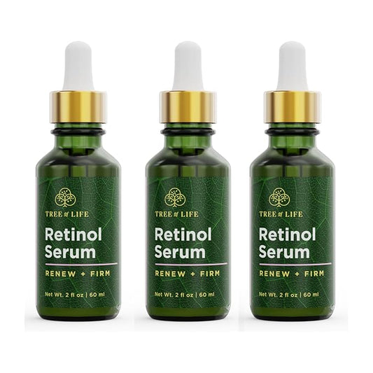 Tree of Life Beauty Retinol Serum, Skin Smoothing Face Oil for Dark Spots and Fine Lines, Facial Serums for Dry and Sensitive Skin Care with Hyaluronic Acid for Soft Smooth Skin, 2 Fl Oz (Pack of 3)