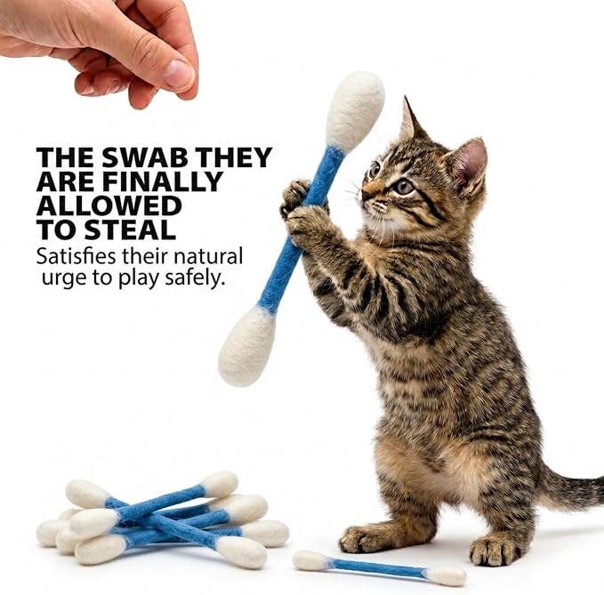Glaciart One Swabs Cat Toys with Catnip - 6 Pk | Durable for Chew, Cute Cat Toys Interactive Kitty for Boredom, Exercise, & Play | Filled w/Organic Catnip for Anxiety & as Digestive Aid | Gift Idea