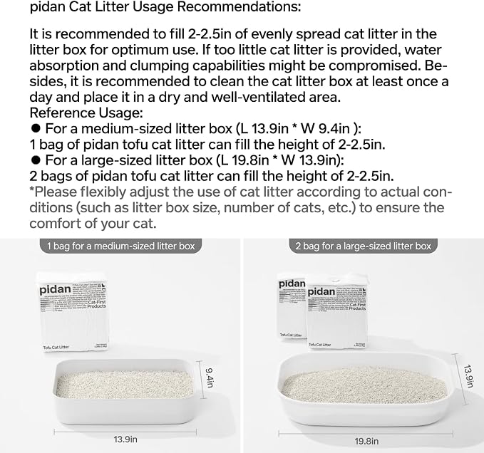pidan Tofu Cat Litter Clumping,Flushable,Plant Based Litter 2 Pack | Natural Ingredients,Odor Control,Dust Free,Less Scattering,Pellets,Fast Drying(5.3lb×2bags)