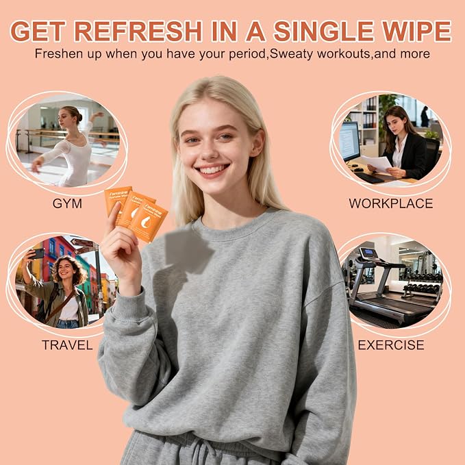 twoworld 100 Feminine Wipes Flushable Travel Individually Wrapped | Travel Wipes for Women,Feminine Care Wet Wipes Travel Size Vaginal Wipes for Adult,Girl and Homeless(Lavender)