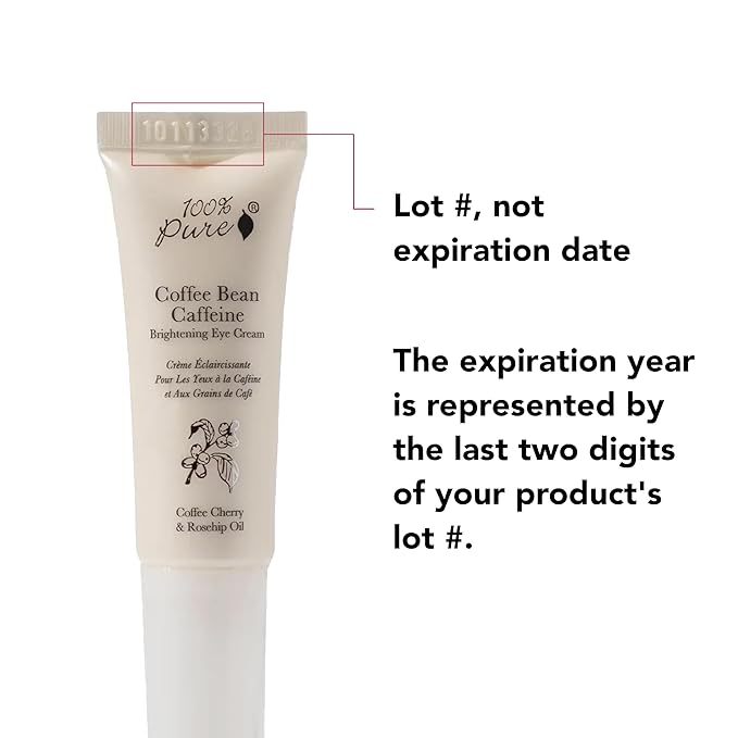 100% PURE Coffee Bean Caffeine Eye Cream Refresh & Hydrate Under Eye Treatment Reduce Puffiness, Dark Circles, Wrinkles with Green Tea, Rose Hip, Vitamin E - Youthful Vibrant Eyes - Vegan - 0.3 oz