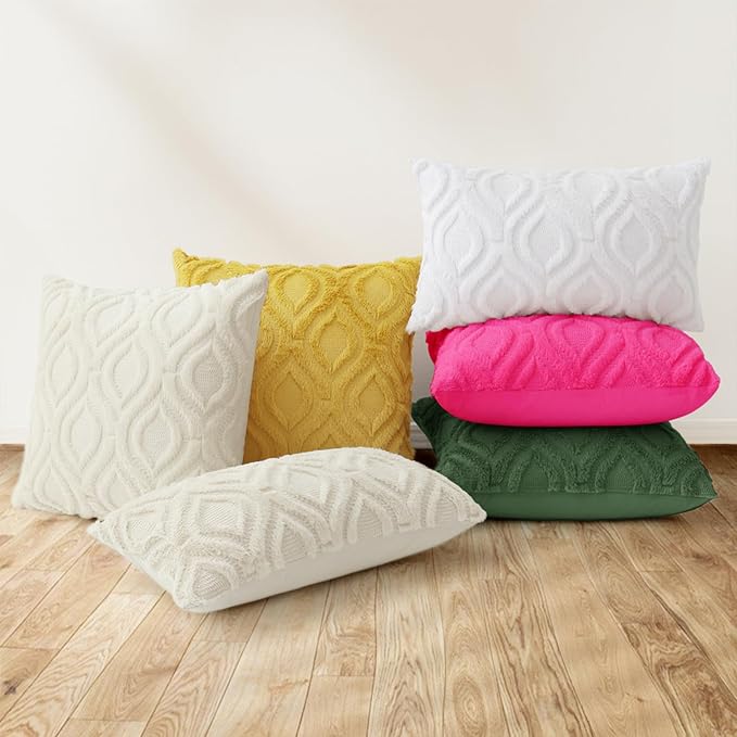 decorUhome Faux Fur Plush Forest Elf Throw Pillow Covers 26x26 Set of 2 | Plush Solid Fall Couch Pillow Covers, Accent Modern Farmhouse Neutral Decorative Soft Pillow Cases for Sofa Bed Living Room