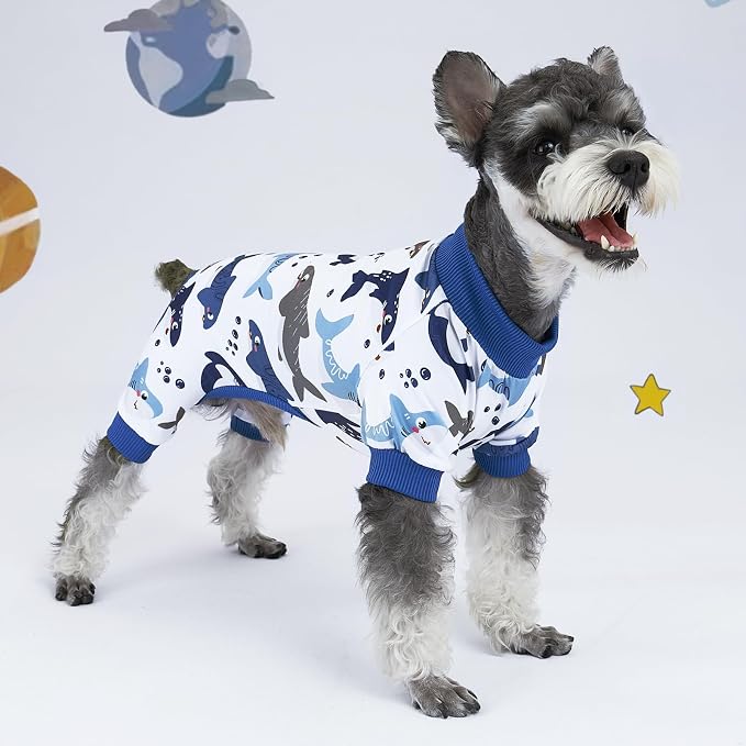 XPUDAC 4 Pack Dog Pajamas Comfy Strechy Doggie Pjs Puppy Clothes for Small Medium Dogs Boy Girl Cat Pet Outfits, M