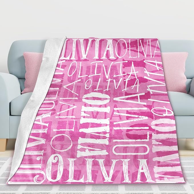 Yofair Ships Next Day, Personalized Blanket Gifts for Teen Girls Custom Blanket with Name Flannel Throw Girls Blankets Customized Daughter Gifts for Kids Adult