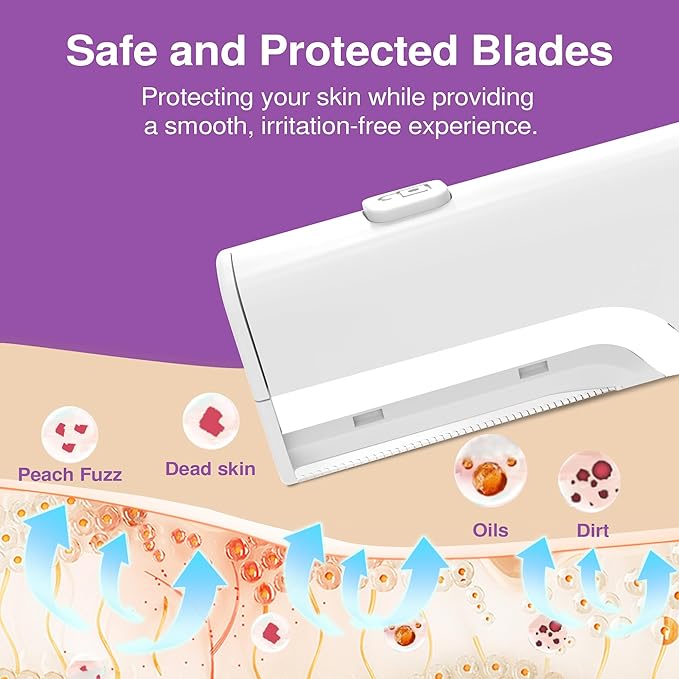 Dermaplane Razor for Women Face, Sonic Smooth Dermaplane for Women Face with 13 Refill Dermablades and LED Light, 3 Speeds, Facial Exfoliation & Peach Fuzz Removal, Rechargeable Dermaplaning Tool, M
