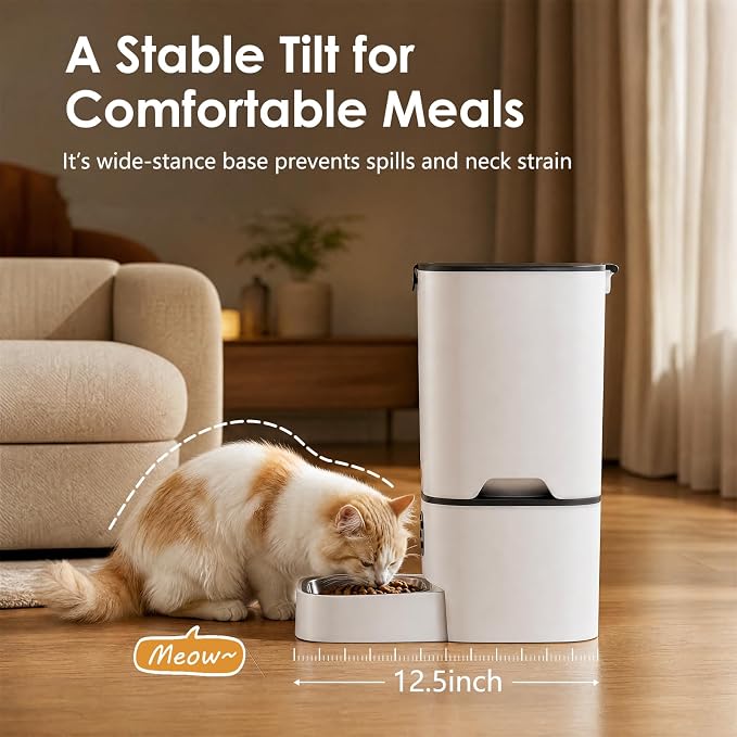 Automatic Cat Feeder 7L, 9 Meals/Day Food Dispenser for Cats Small Dog Pet | Large Capacity | NO APP | Programmable Timer | Weight / Diet Control | Stainless Steel Bowl | Fresh Food | Dual Power Supply