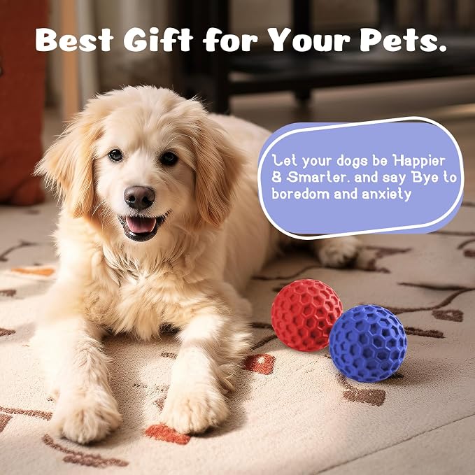 HIPPIH Indestructible Squeaky Dog Toys, Interactive Dog Balls 2 Pack