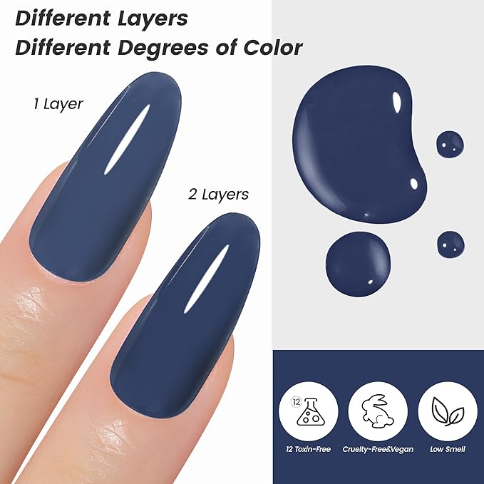 YTD Likomey Dark Navy Blue Gel Nail Polish,15ml Salon Home DIY Manicure and Pedicure Royal Cobalt Fall Winter Soak Off UV Color Varnish,CS417