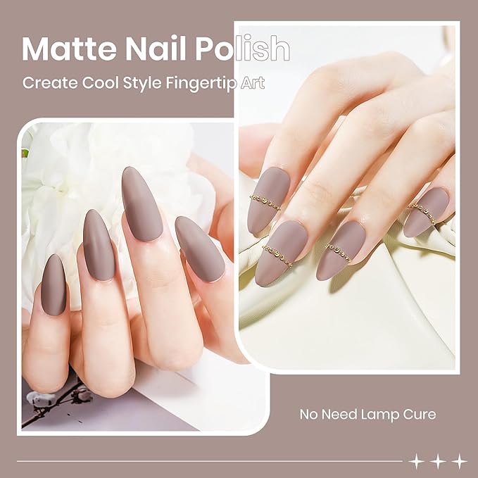 Brown Matte Nail Polish Quick Dry Fall Nail Polish Non Gel, Fast Drying Fingernail Polishes Air Drying Lacquer, Oil-based, Chip Resistant, Vegan, Fast Drying, Streak, Long Lasting