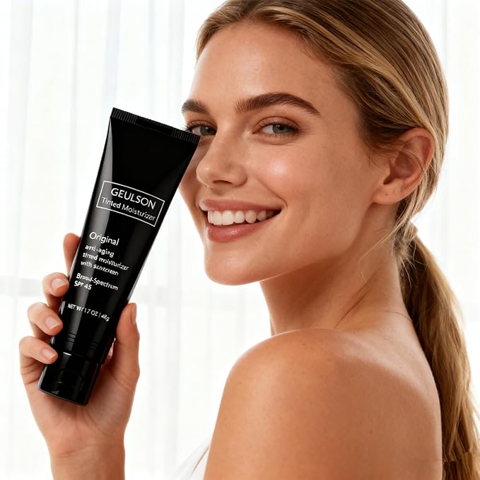Skincare Intellishe Original SPF 45, Anti-Aging Tinted Sunscreen for Face, Daily Moisturizer with SPF, Anti-Wrinkle with Peptides & Vitamin C, Hydrating Broad-Spectrum Sunscreen Geulson, 1.70oz