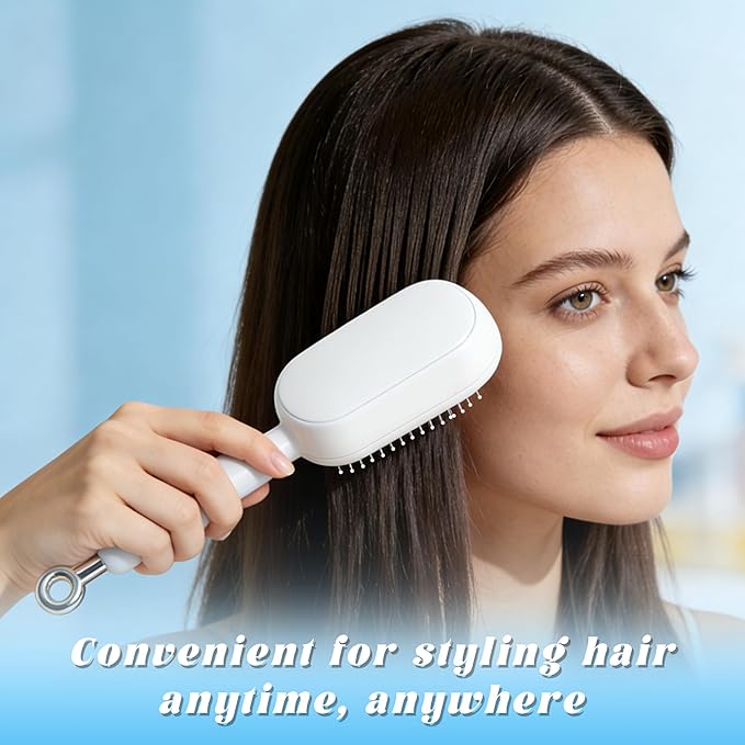 Retractable Cushion Massage Comb, 2026 Upgrade Self Cleaning Hair Massage Brush Anti-Static Air Cushion Comb, Retractable Cushion Scalp Comb for Curly Wet Dry Damaged Hair (Pink)