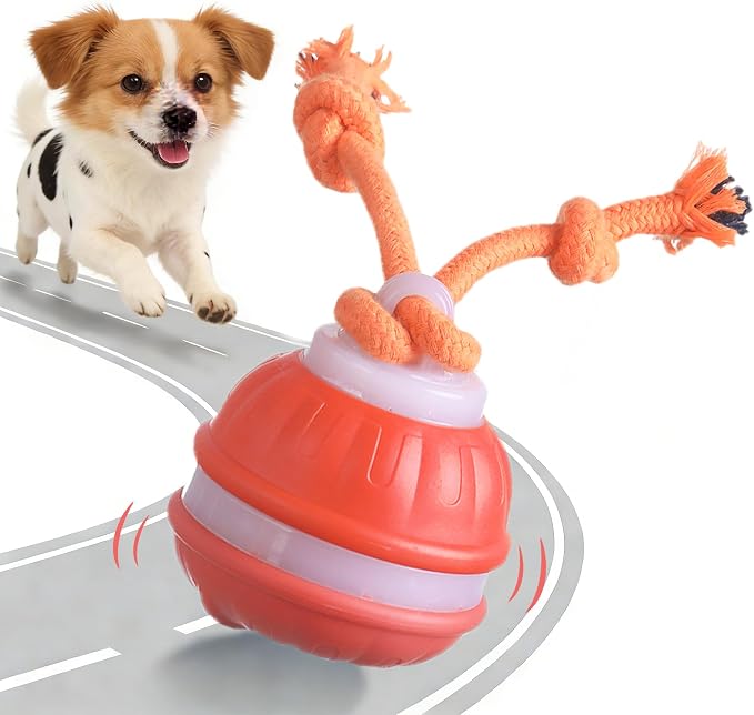 Interactive Dog Toys,Automatic Moving Activated Dogs Ball Toy (Orange)