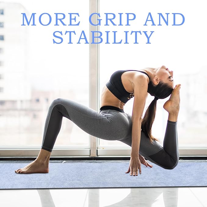 Hot Yoga Towel with Grip Dot, Non Slip Sweat Absorbent Microfiber Yoga Mat Towels for Hot Yoga, Pilates, Fitness and Workout 72inch x 24inch