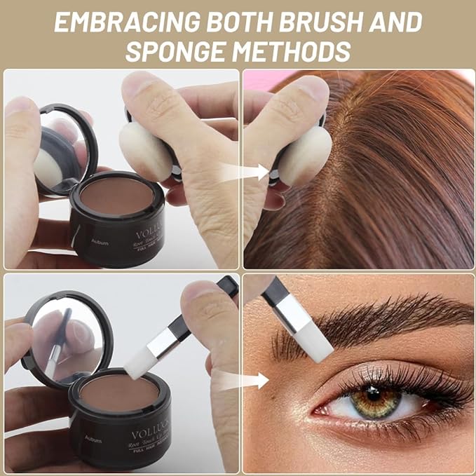 VOLLUCK Root Touch up Powder, Instant Hairline Powder for Thinning Areas and Gray Hair Coverage, Natural and Non-greasy Root Cover up for Women and Men (Dark Blonde, 0.14 Ounce)