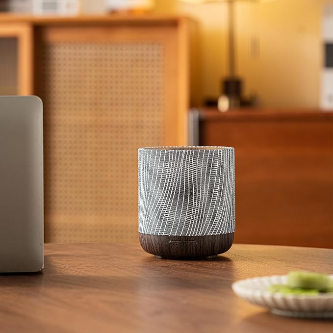 Essential Oil Diffuser 7 fl oz 200ml with Fabric Cover and Night Lamp | Ultrasonic Aroma Diffuser | Humidifier w Lights | Room Decor | Small Humidifier for Bedroom | Gift (Dark Brown)