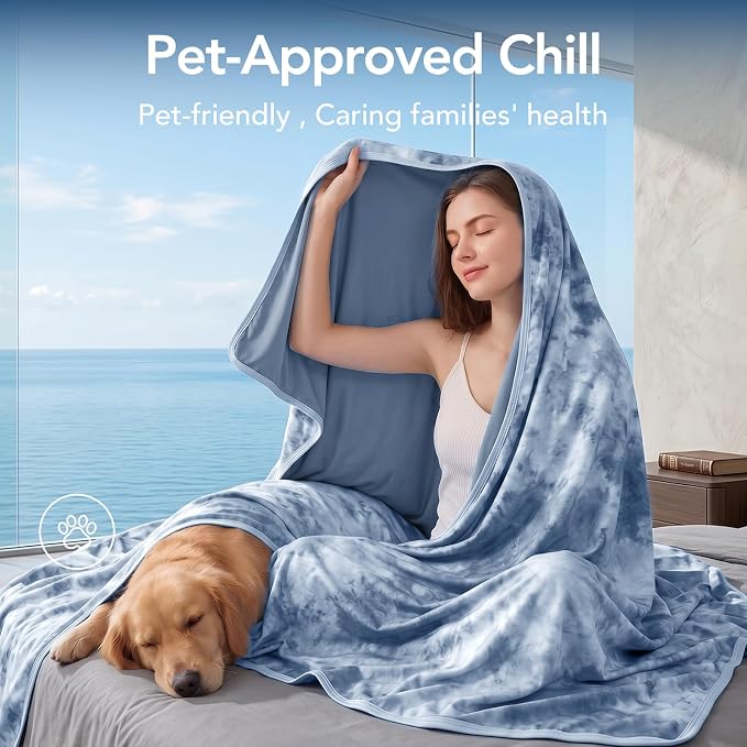 Cooling Blanket Queen Size 80"x88" for Hot Sleepers | Cold Summer Soft Blanket for Bed Couch and Travel Absorbs Heat Q-Max>0.35 Cool Lightweight Throw for Night Sweats Menopause