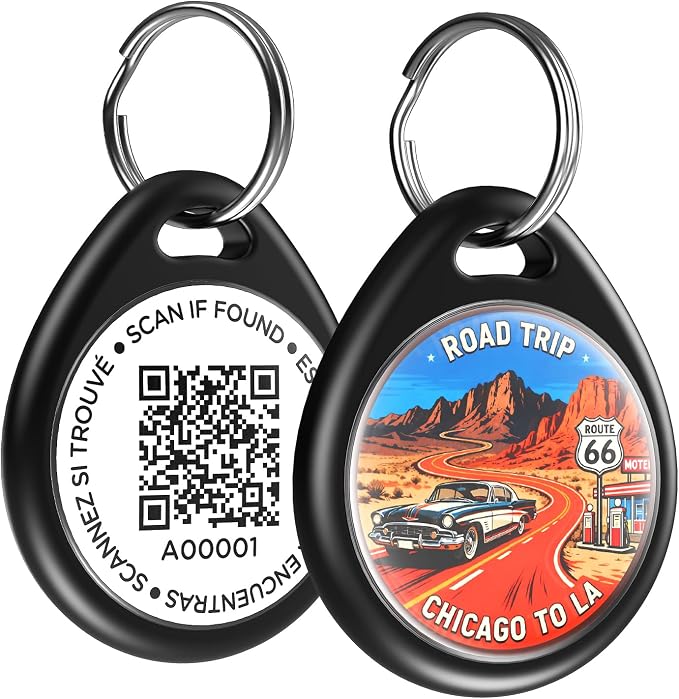 QR Code Dog Tags Personalized for Pets, Real-time Alerts, Route
