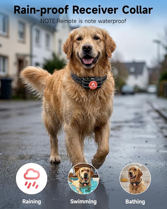 PATPET Dog Training Collar Shock Collar with Remote - 3 Training Modes, Beep, Vibration and Shock, Up to 1000 ft Remote Range, Rainproof for Small Medium Large Dogs | 1000Ft Waterproof Shock Collar for Dogs, 3 Training Modes(Beep,Vibration,Shock) for 1...