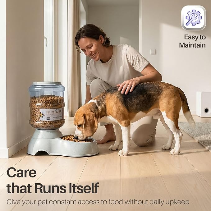 Flexzion Gravity Pet Feeder, Dog and Cat Food Dispenser, 1-Gallon Capacity | Self-Replenishing Dry Food Station with Non-Skid Feet and a Carry Handle; Holds Approximately 4-6 Lb Of Kibble