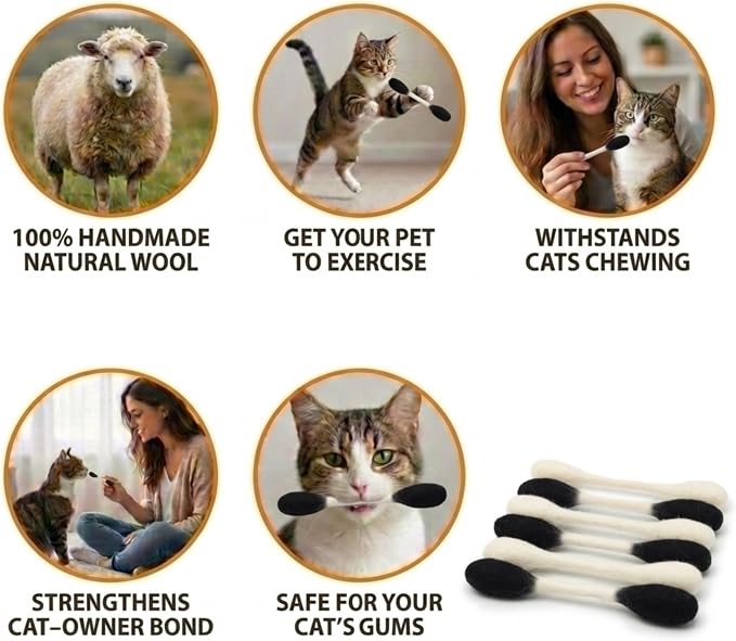 Glaciart One Swabs Cat Toys with Catnip - 6 Pk | Durable for Chew, Cute Cat Toys Interactive Kitty for Boredom, Exercise, & Play | Filled w/Organic Catnip for Anxiety & as Digestive Aid | Gift Idea