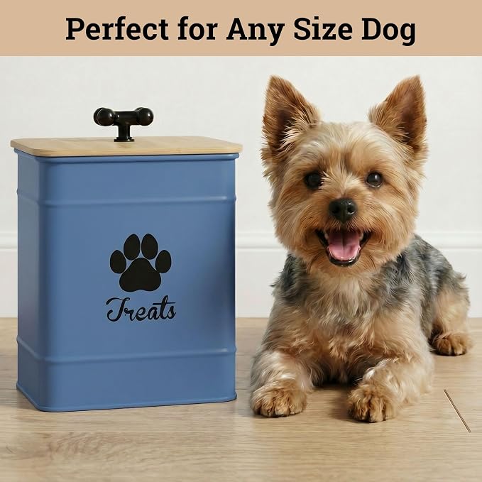 Dog Treat Container Airtight, 6"W x 8"H, Powder Coated, 12 Cup Capacity