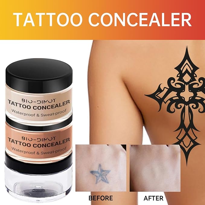 Tattoo Cover Up Makeup - Waterproof Full Coverage Body Foundation, Long-Lasting Waterproof Concealer for Tattoos, Scars & Birthmarks, Natural Skin Tone Match, 0.68oz