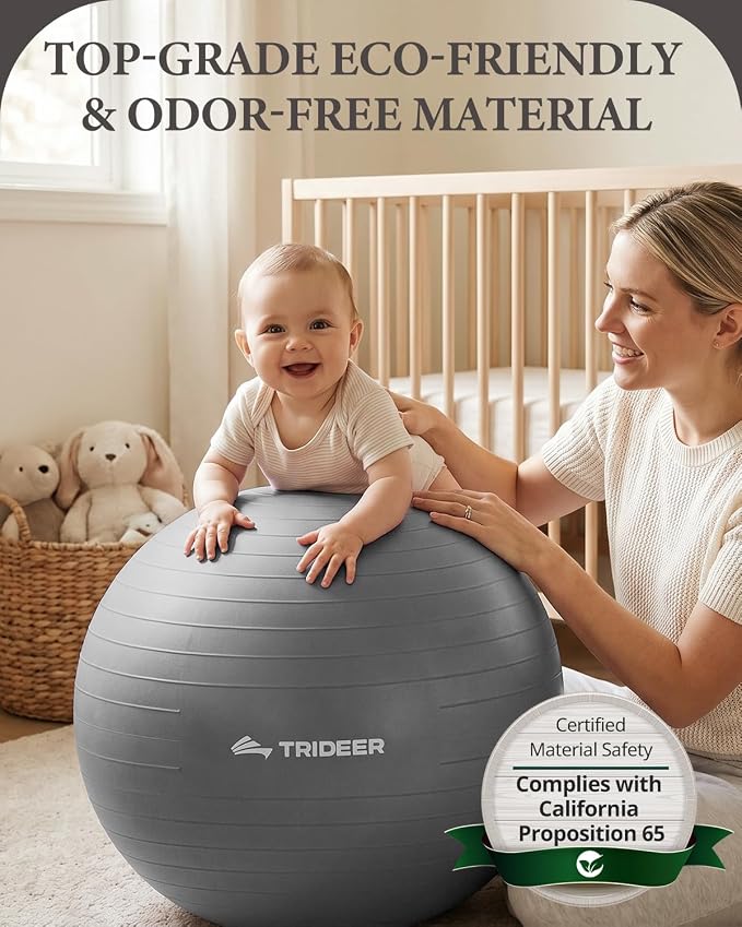 Trideer Exercise Ball, Stability Yoga Ball for Physical Therapy, Active Sitting, Pregnancy & Birth Labor Prep, Core Strength, Balance Training, Posture Improvement and Daily Stretching, 55/65/75cm