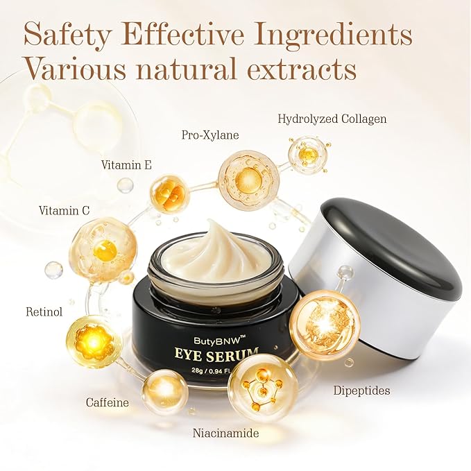Retinol Eye Serum for Dark Circles & Puffy Winkles, Anti-aging & Misturizing, Firming, Brighten, Hydrate for Refreshed Eyes, 0.94 fl oz