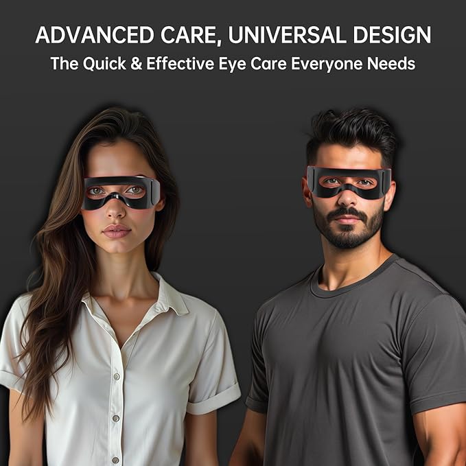 Red Light Therapy for Eyes, LED Eye Mask for Under Eye Bags, Puffiness & Dark Circles, Infrared Light, Women/Men Anti-Aging Rejuvenation Skincare in 3 Mins A Day, Auto-timing, Black