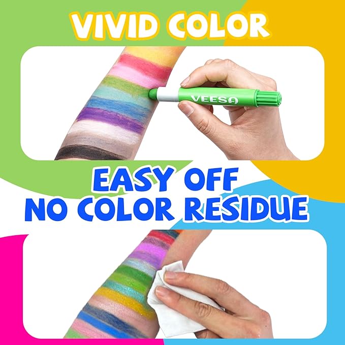 Face Paint for Kids, 12Pcs Face and Body Paint Crayons, Safe and Washable Face Paint Sticks for Adults Kids Party, Christmas Makeup, School Event, Cosplay