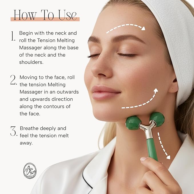 Mount Lai Jade Tension Melting Facial Massager for Face & Neck – Face Roller to Relieve Tension, Soothe Stress, Improve Circulation & Revitalize Skin for Radiant Care