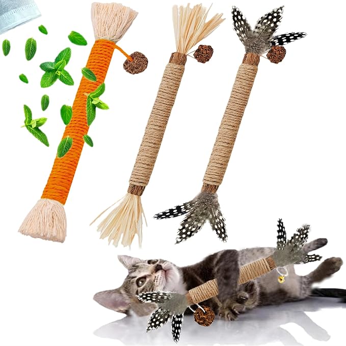 3 Pack Silvervine Cat Chew Sticks - Natural Kitten Toy for Cats