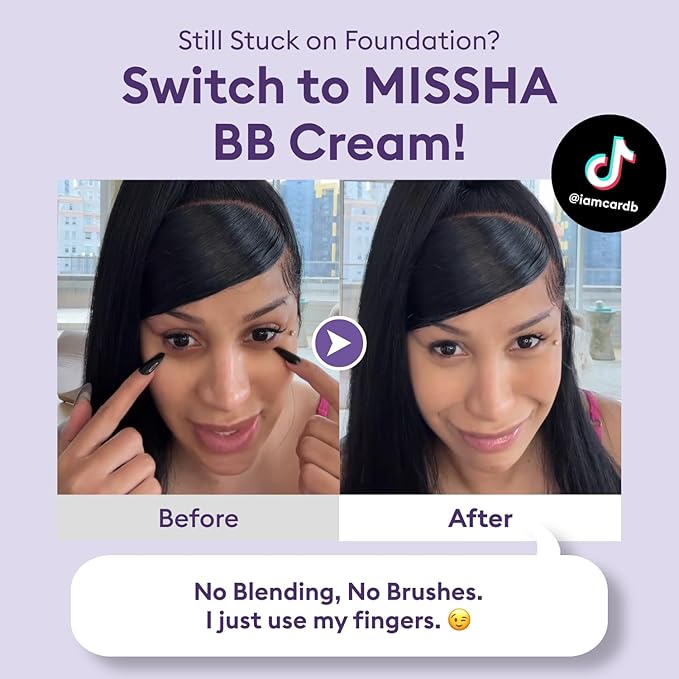 MISSHA M PERFECT COVER SERUM BB CREAM No.19 Ivory - Fair/Light with Warm Undertone, BB Cream by Cardi B Pick, Skin Tint, Tinted Moisturizer, Skin Care Foundation Makeup, Korean Makeup,1.18 Fl oz