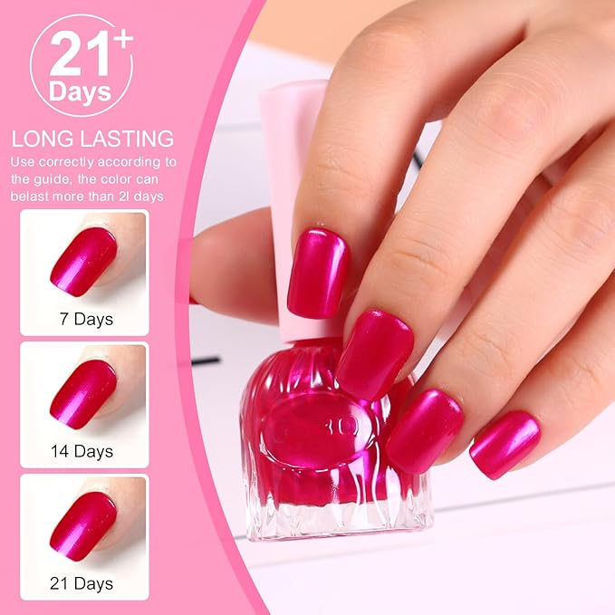 Major Dijit Quick Air Dry Nail Polish Glitter Crimson Regular Nail Polish Non UV Gel Hema 0.34 fl oz.
