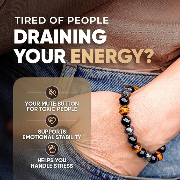 Conscious Items Protection Bracelets for Women & Men, Healing Crystal Bracelet with Natural Stones for Energy Shielding, Grounding, Stress, & Negative Energy Protection