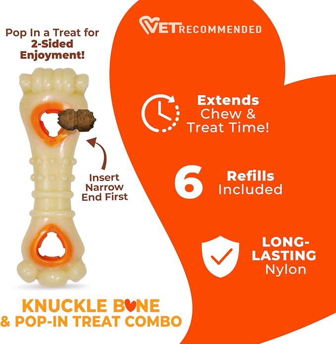 Nylabone Power Chew Knuckle Bone & Pop-In Dog Treat Toy, Medium