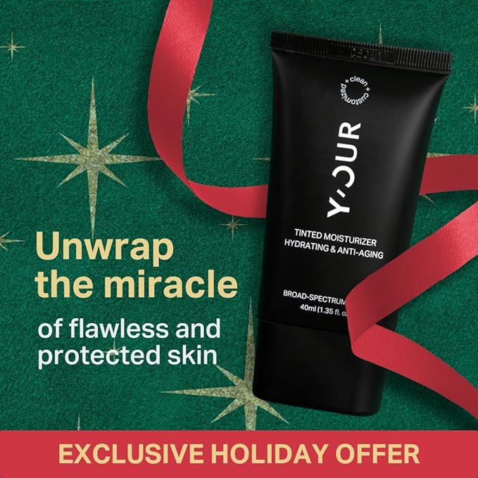 Y’OUR Tinted Moisturizer: Hydrating & Anti-Aging Tinted SPF 30, UV Protection Makeup; Sheer to Medium, Buildable Coverage; Oil-Free for Dry, Oily & Combination Skin. Made in USA. 1.35 fl. oz (Light)