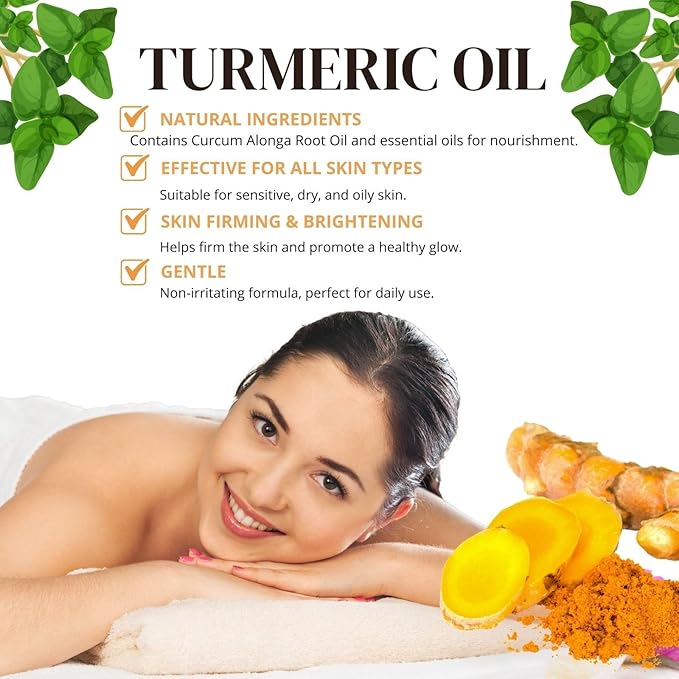 1000ml Turmeric Oil for Skin Brightening - Organic Turmeric Oil for Face - Soft 7 Body Oil, Moisturizing