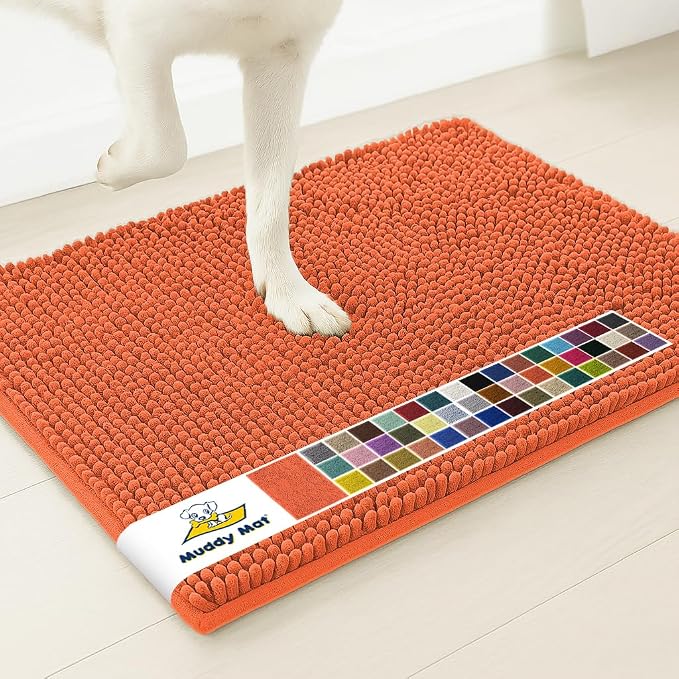 Muddy Mat® | Super Water Absorbent Door Mat Indoor, Microfiber Quick Dry Chenille Entryway Rug, Slip Resistant Front Door Mat, Indoor Mats for Entryway, Machine Washable Pet Rug, Coral 30" x 60"