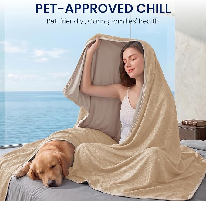 Cooling Blanket for Night Sweats Absorbs Heat to Keep Adults, Children Cool on Warm Nights, Q-Max 0.5 Cooling Blankets for Hot Sleepers, Ultra-Cool Lightweight Sofa Throw Blanket (50"x70") | Absorbs Heat Cold Summer Blanket for Night Sweats & Menopause...