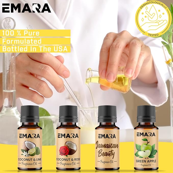 EMARA All Natural Fruity Jamaican Beauty Essential Oil for Diffusers, Skin Care, Aromatherapy Fragrance Oil, Organic Therapeutic Grade 15 mL (1/2 fl oz)