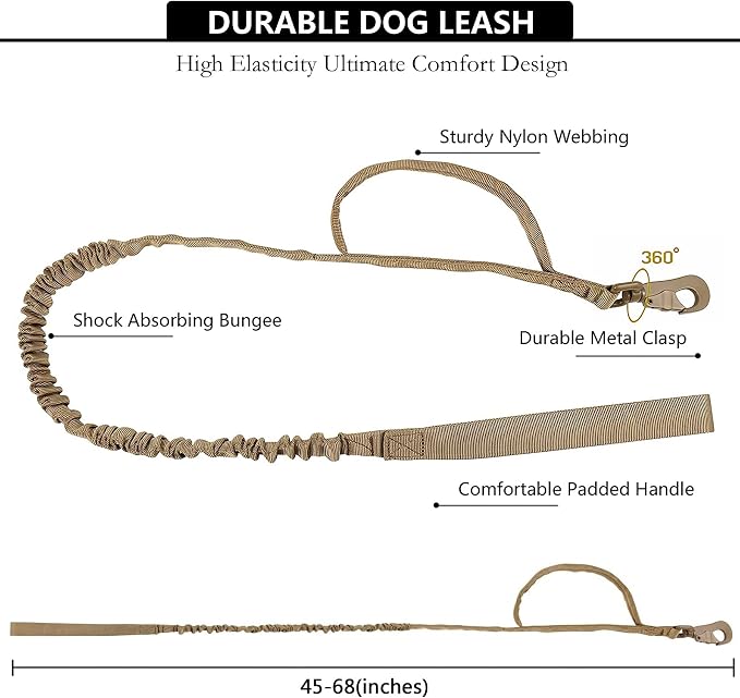 Tactical AirTag Dog Collar Leash Set - Heavy Duty, Adjustable GPS Collar