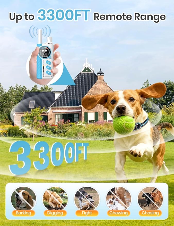 Smart 2-in-1 Dog Shock and Bark Collar - AI Anti-Misoperation | 3300FT Remote Training Collar, IPX7 Waterproof, 4 Modes (Tone, Vibration, Safe Shock, Auto Anti-Bark) for Dogs