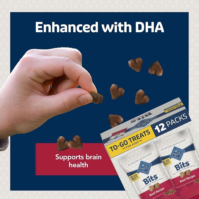 Blue Buffalo Bits Beef Training Treats, 1 oz, 12 ct | Real Beef First, DHA for Cognitive Development, No Chicken By-Product Meals, Free from Red Dye 40