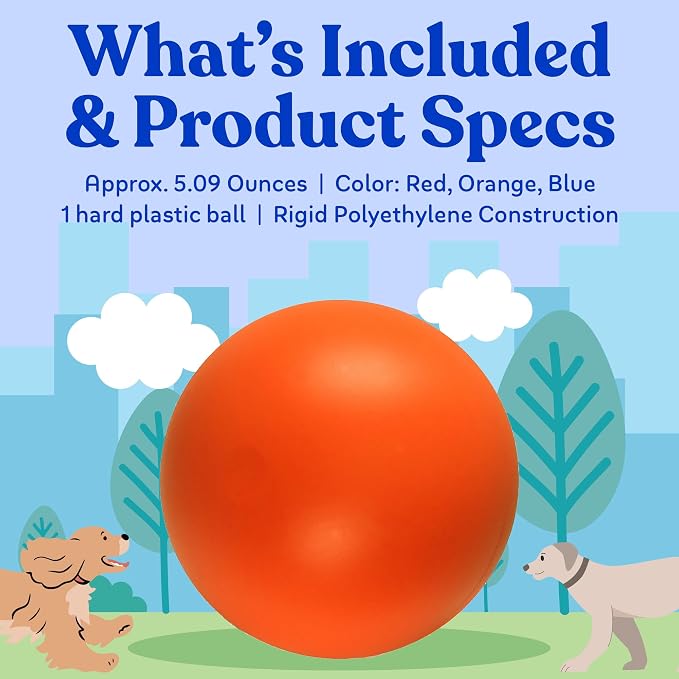 Doggie Dooley Virtually Indestructible Dog Ball - 6 Inch Hard Plastic Interactive Dog Toy for Large Breeds Over 15-50 lbs - Built for Herding & Push Play -Floats in Water, Made in USA -Colors May Vary