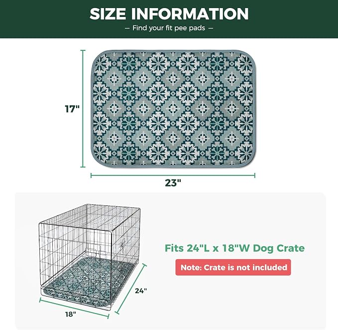 FXW Washable Pee Pads for Dogs, Super Absorbent, 17" x 23", 2 Packs | Machine washable, Non-slip backing