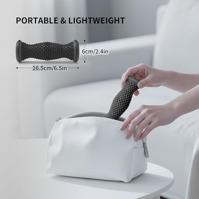 Foot Roller Massager for Plantar Fasciitis Relief, Portable Silent Deep Tissue Massager Tool for Arch and Heel Pain-Black