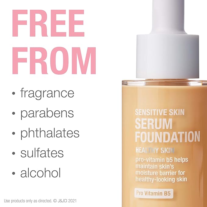 Neutrogena Healthy Skin Sensitive Skin Serum Foundation with Pro-Vitamin B5, Color Correcting & Pore Minimizing Liquid Foundation & Face Serum, Buildable Coverage, Light/Medium 02, 1 oz