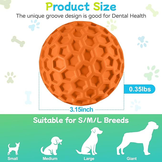 havit Indestructible Squeaky Dog Balls for Aggressive Chewers, Interactive Dog Toys to Keep Them Busy, Rubber Dog Chew Toy for Large Medium Breeds, Outdoor Waterproof (4 Colors)